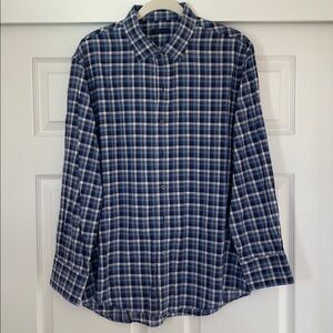 NWOT Zachary Prell 100% Cotton Blue Plaid Dress Shirt Men's XL